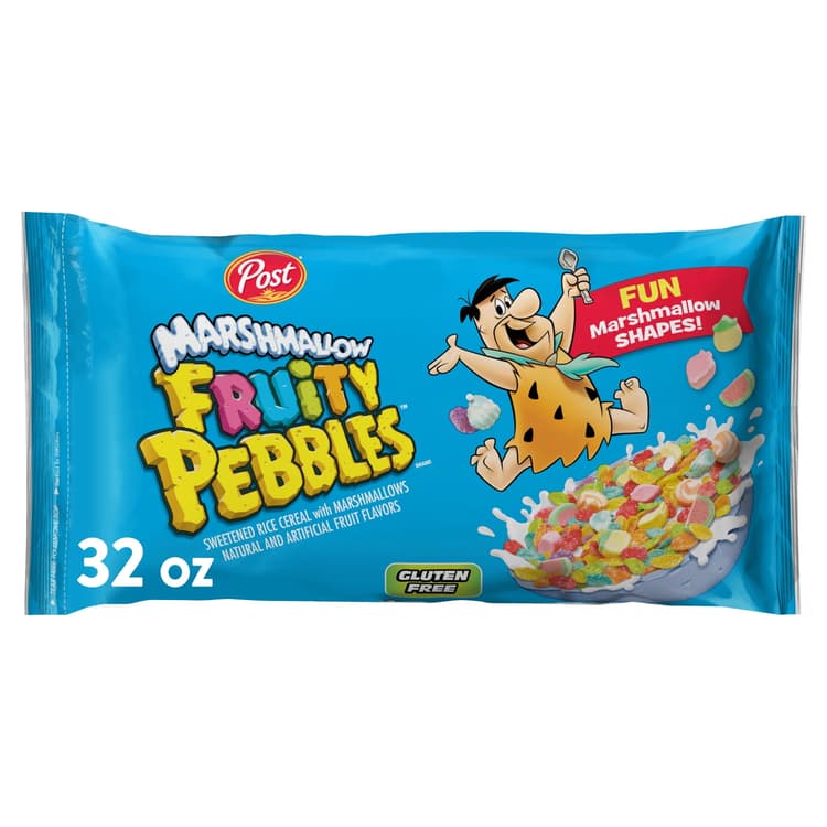 Post Fruity Pebbles Marshmallow Cereal, Fruity Kids Cereal With Marshmallows