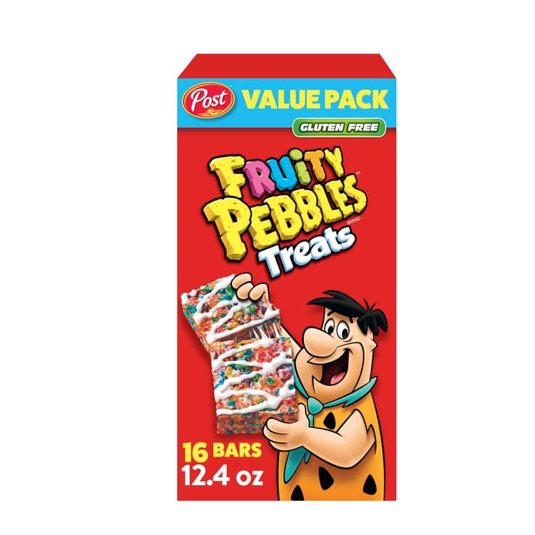 Post Fruity Pebbles Treats, Breakfast Cereal Bars, Snack Bars, Kids Snacks, Two Cartons (16 Bars