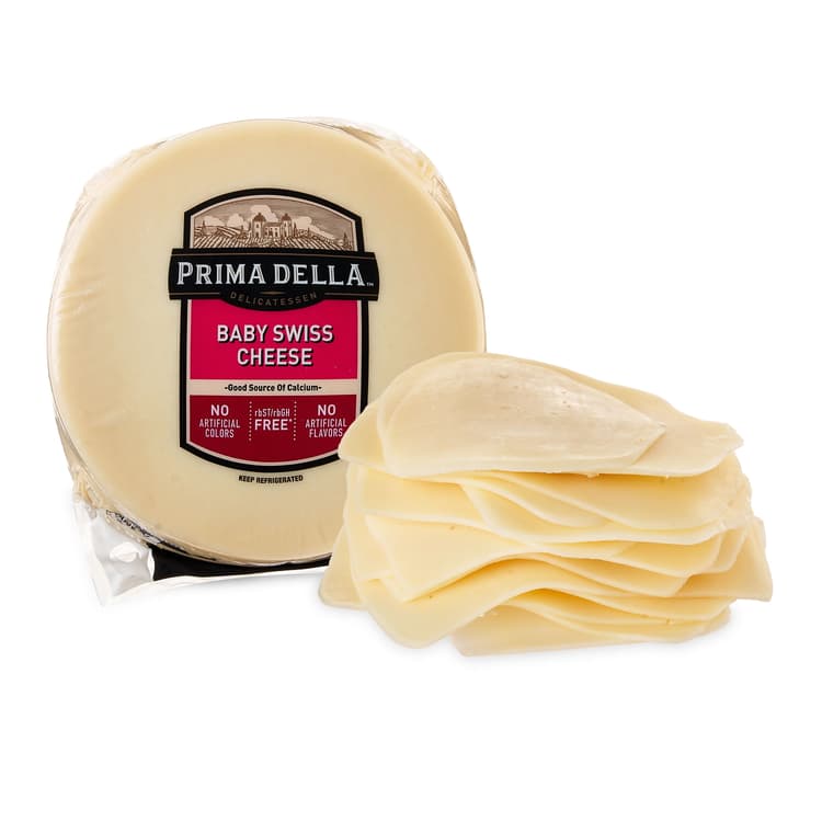 Prima Della Baby Swiss Cheese, Wheel, Deli Sliced ( Bag