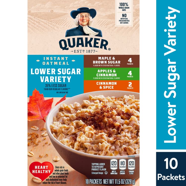 Quaker, Instant Oatmeal, Lower Sugar Variety