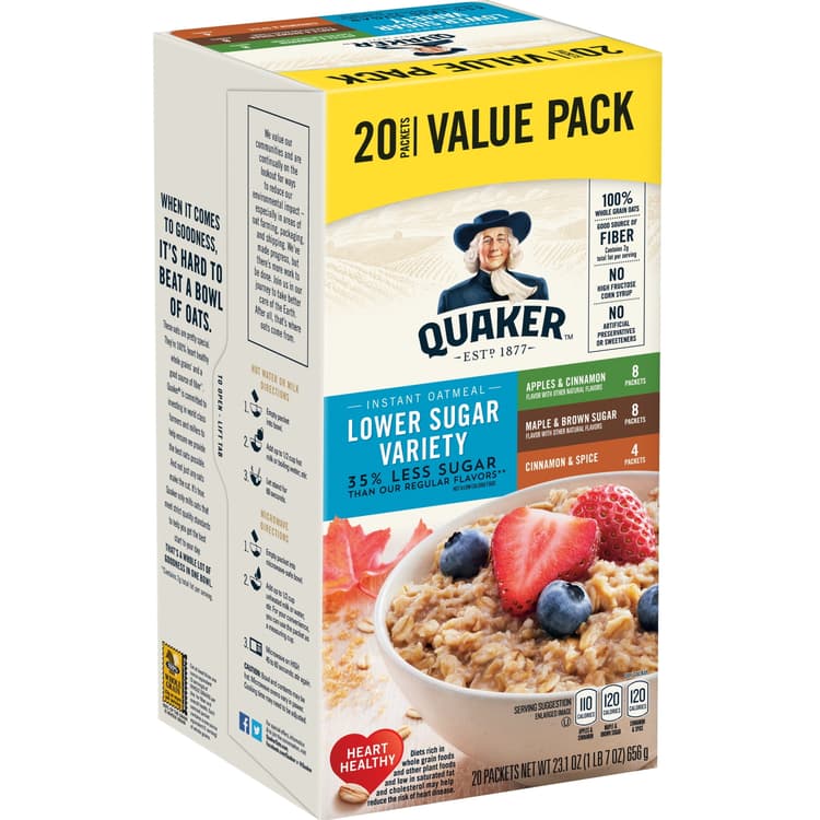 Quaker, Instant Oatmeal, Lower Sugar Variety Pack