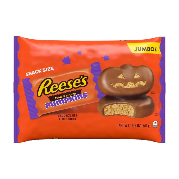 Reese'S Milk Chocolate Peanut Butter Pumpkin, Snack Size, Jumbo Bag