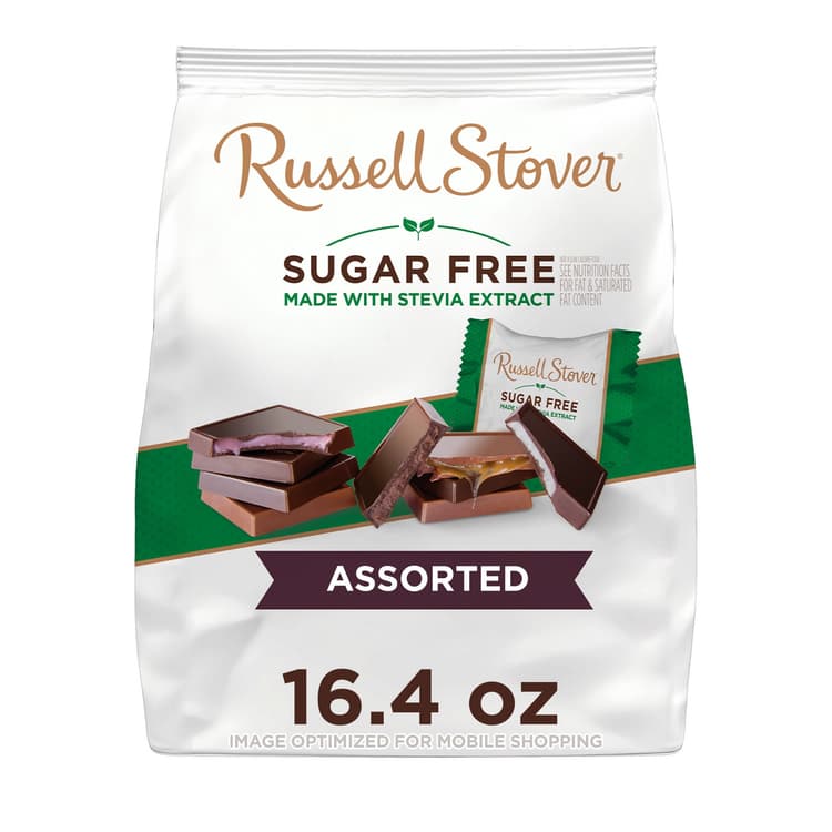 All New Russell Stover Sugar Free Assorted Chocolate Candy And Dark Chocolates, (One Bag