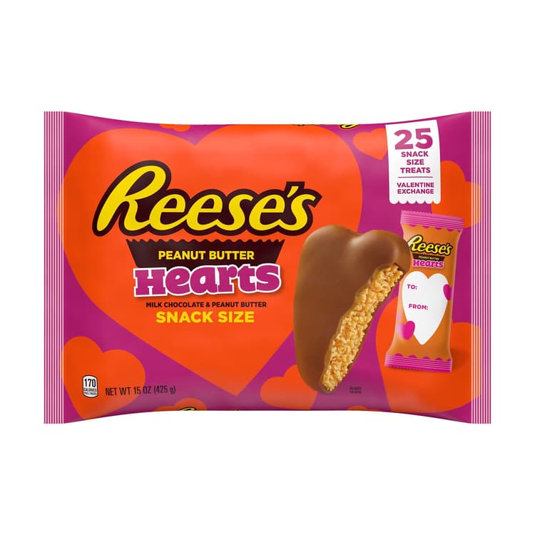 Reese'S Milk Chocolate Peanut Butter Snack Size Hearts Valentine'S Day Candy