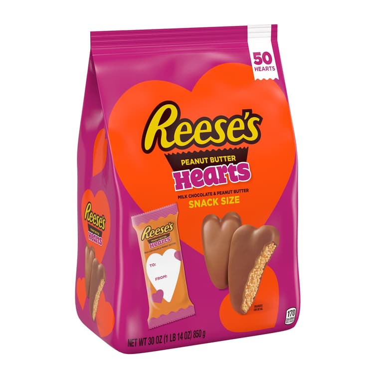 Reese'S Milk Chocolate Peanut Butter Hearts Snack Size 50 Hearts