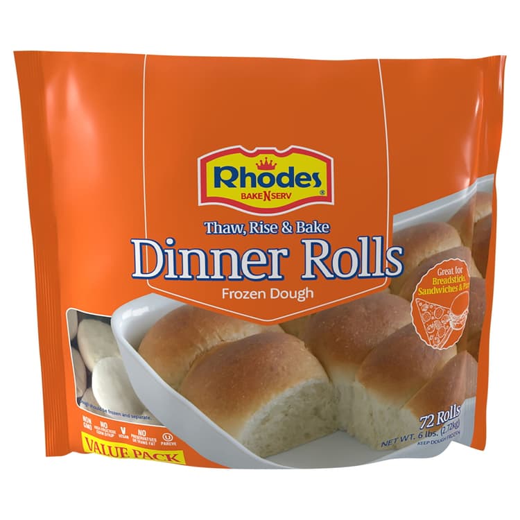 Rhodes Bake-N-Serv Yeast Dinner Rolls, Bag, 72 White Dinner Rolls