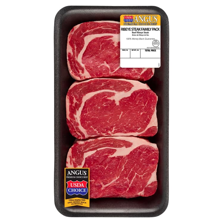 Beef Choice Angus Ribeye Steak Family Pack, 2.26 - Tray