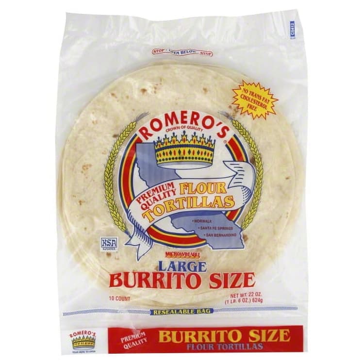 Romeros, Tortillas, Flour, Large, Burrito Size