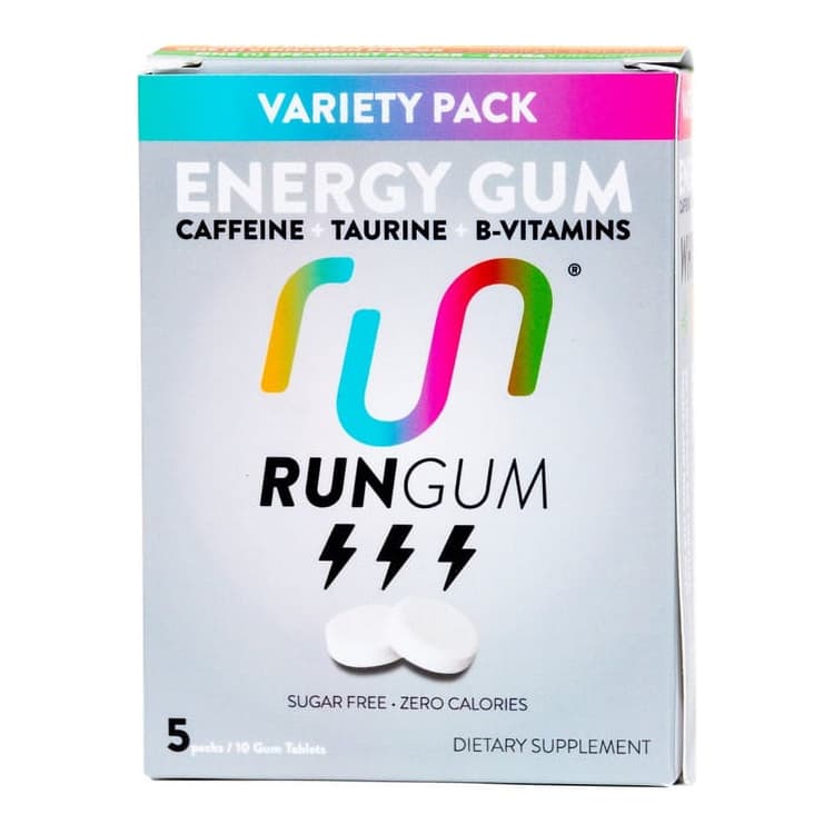 Run Gum Variety Pack Energy Gum Caffeine Taurine & B-Vitamins Per Piece, (Pack Of