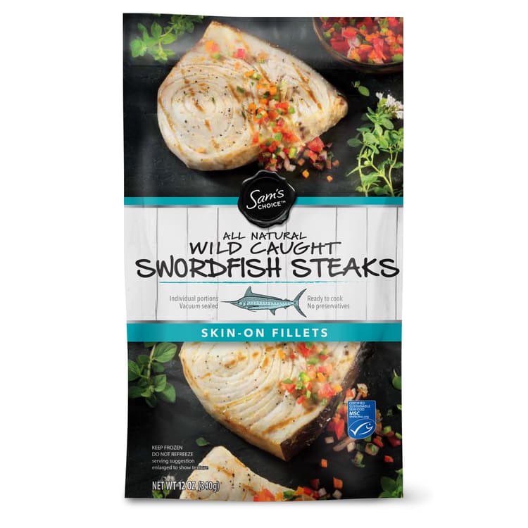 Sam'S Choice All Natural Wild Caught Swordfish Steaks, Skin-On Fillets