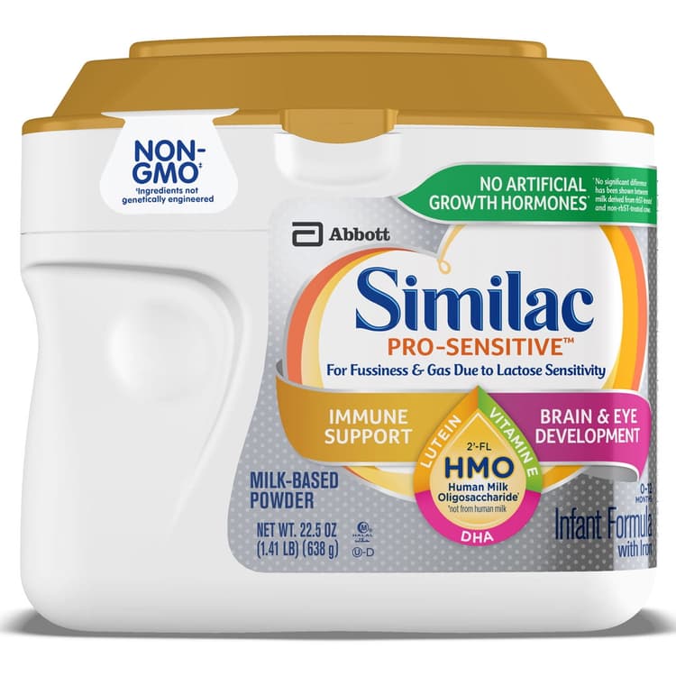 Similac Pro-Sensitive Powder Baby Formula For Lactose Sensitivity, With 2'-Fl Hmo For Immune Support, 22.5-Oz Tub