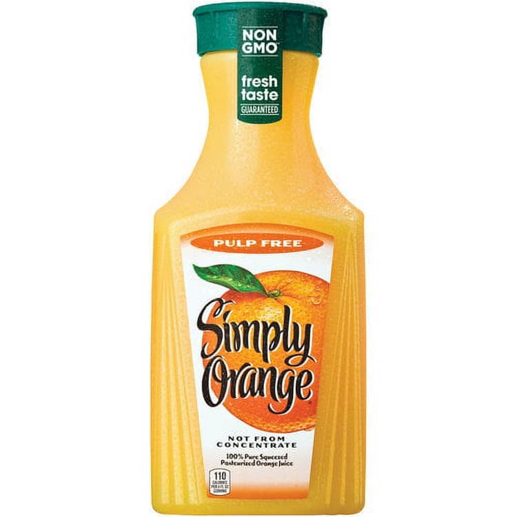 Simply Orange 100% Juice, Orange, Pulp Free