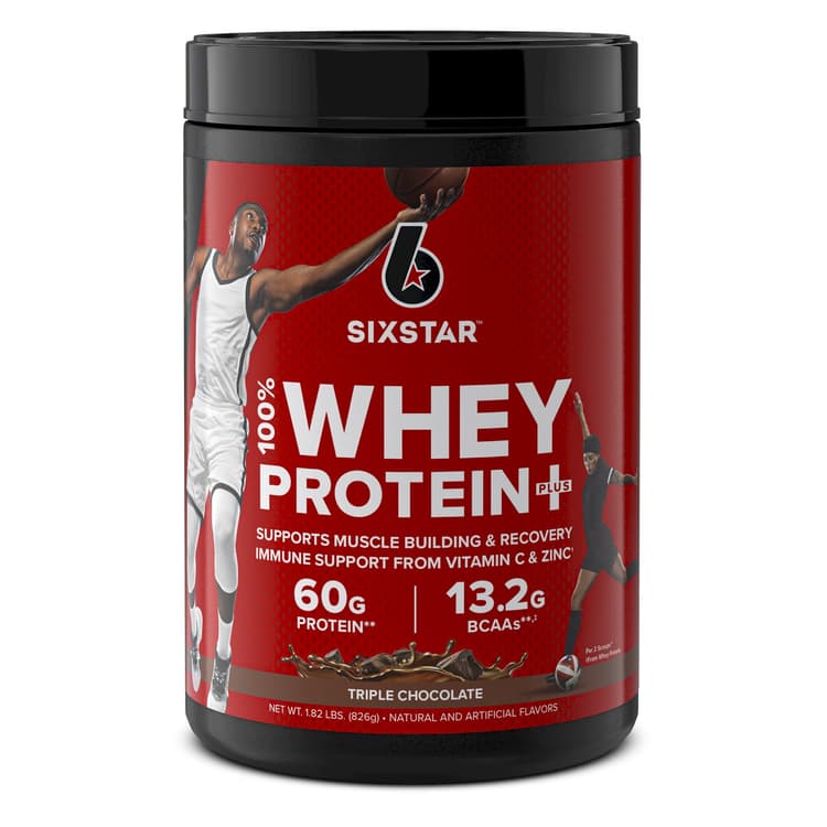 Six Star 100% Whey Protein Plus, Ultra-Pure Whey Protein Powder, Triple Chocolate