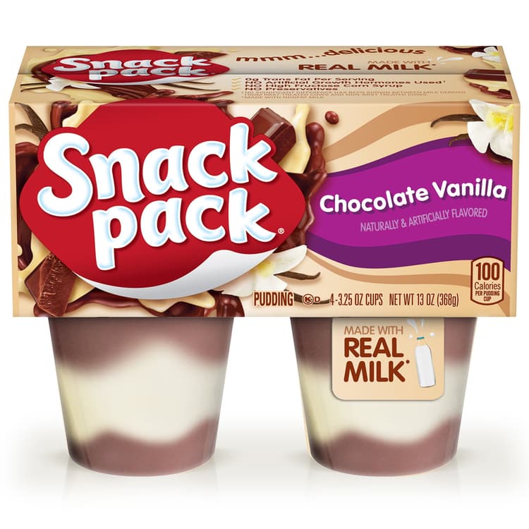 Snack Pack Chocolate Vanilla Flavored Pudding, Pudding