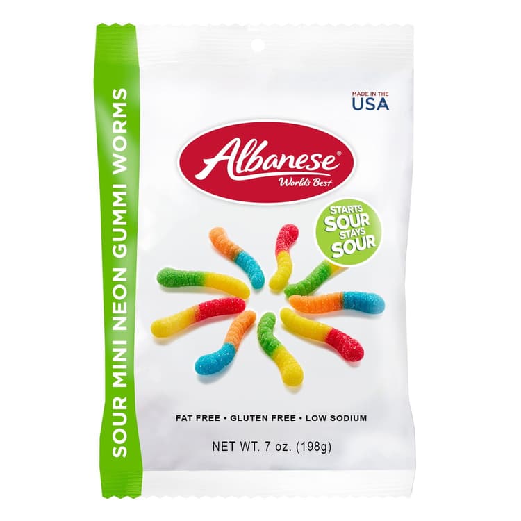Albanese World'S Best Gummi Worms, Sour Mini Neon