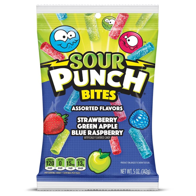 Sour Punch Bites Fruit Flavored Chewy Candy Assorted Bag