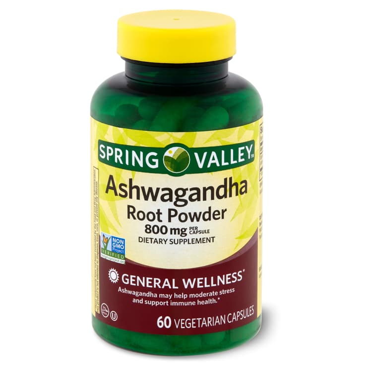 Spring Valley Ashwagandha Root Powder General Wellness Dietary Supplement Vegetarian Capsules