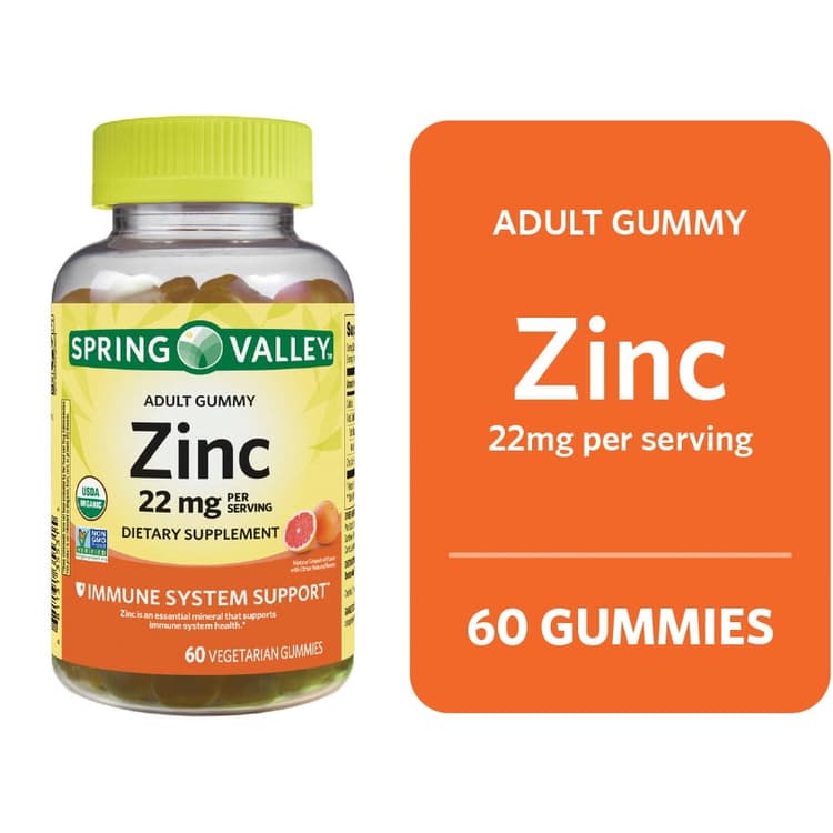 Spring Valley Immune System Support Zinc Supplement Gummies, Grapefruit