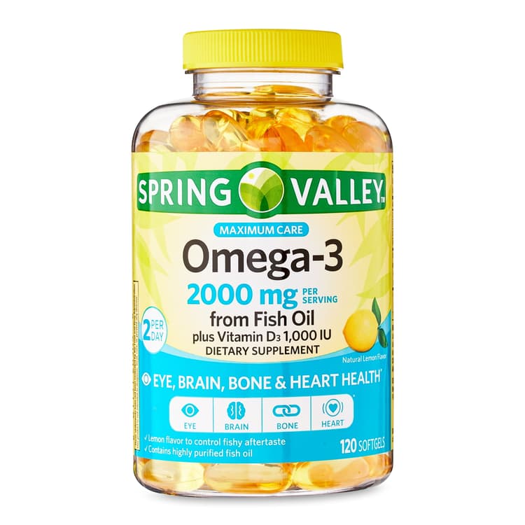 Spring Valley Maximum Care Omega-3 From Fish Oil Eye Brain Bone & Heart Health Dietary Supplement Softgels