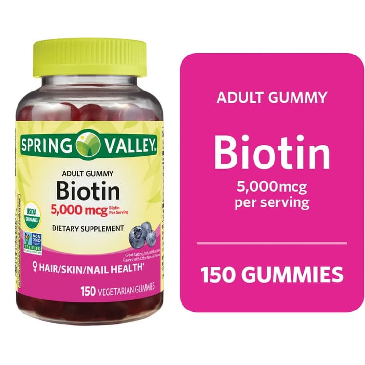 Spring Valley Non Gmo Biotin Vegetarian Gummies, Blueberry, 5000 Mcg