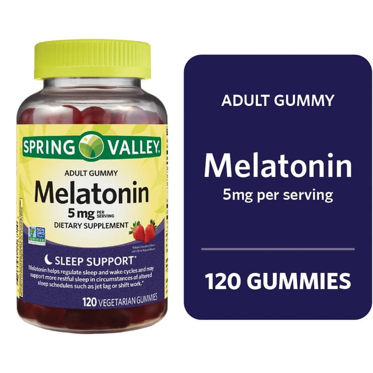 Spring Valley Non Gmo Melatonin Dietary Supplement Gummies, Strawberry
