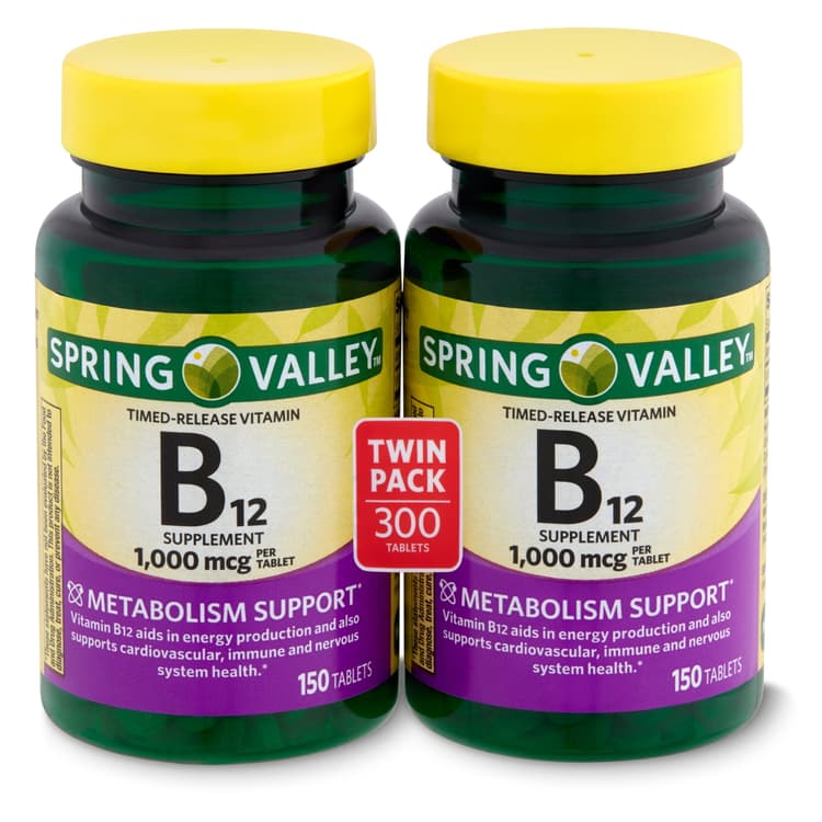 Spring Valley Timed-Release Vitamin B12 Supplement Twin Pack, 1,000 Mcg