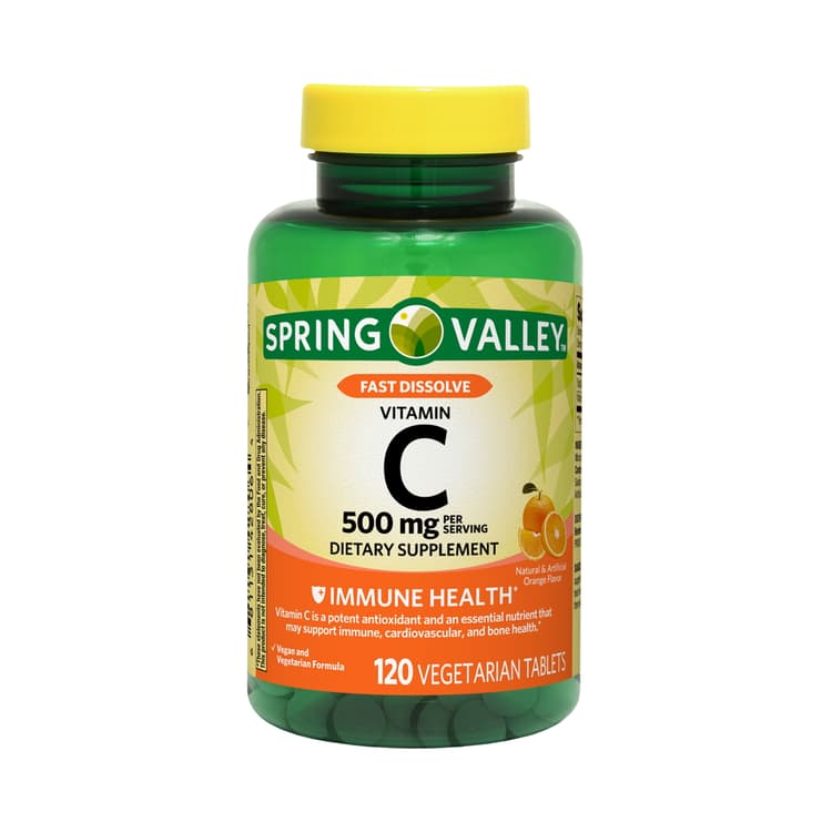 Spring Valley Vitamin C Fast Dissolve Tablets Dietary Supplement, Orange Flavor