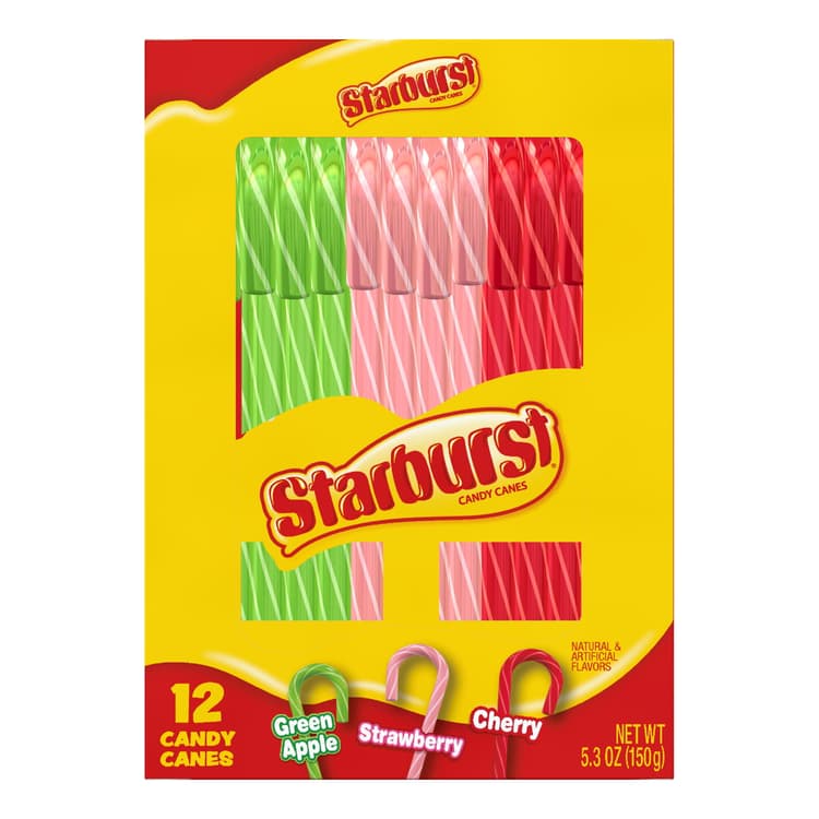 Starburst Assorted Fruit Flavors Christmas Candy Canes Stocking Stuffers