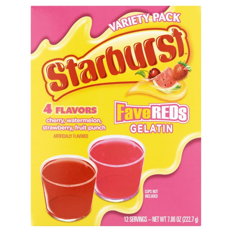 Starburst Favereds Variety Gelatin Mix, Shelf-Stable Cardboard
