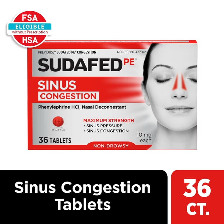 Sudafed Pe Tablets Maximum Strength Non-Drowsy Sinus Congestion
