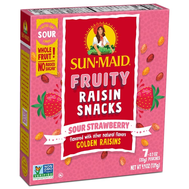 Sun-Maid Fruity Raisin Snacks Sour Strawberry 7-Count Box/