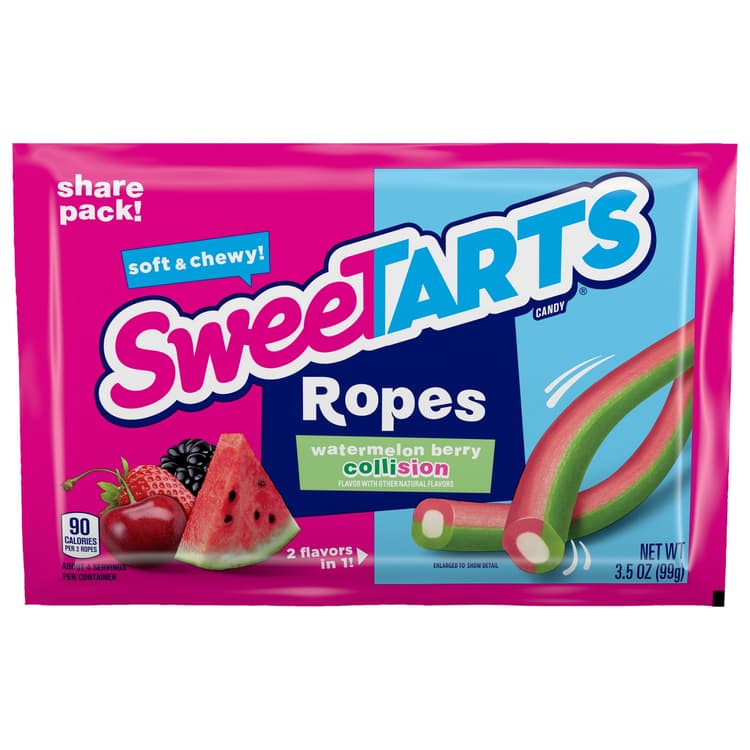 Sweetarts Soft & Chewy Ropes Candy, Watermelon Berry Collision
