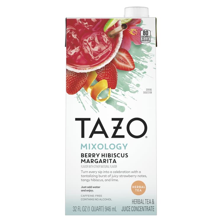 Tazo Mixology Berry Hibiscus Margarita Iced Tea Concentrate, Herbal Tea, Carton