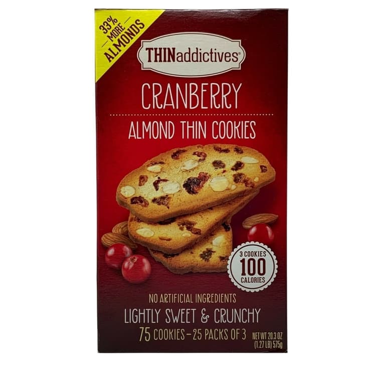 Thin Addictives Lightly Sweet & Crunchy Cranberry Almond Thin Cookies