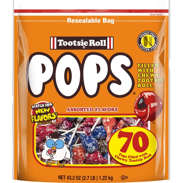 Tootsie Roll Pops Filled With Chewy Tootsie Roll Assorted Flavors
