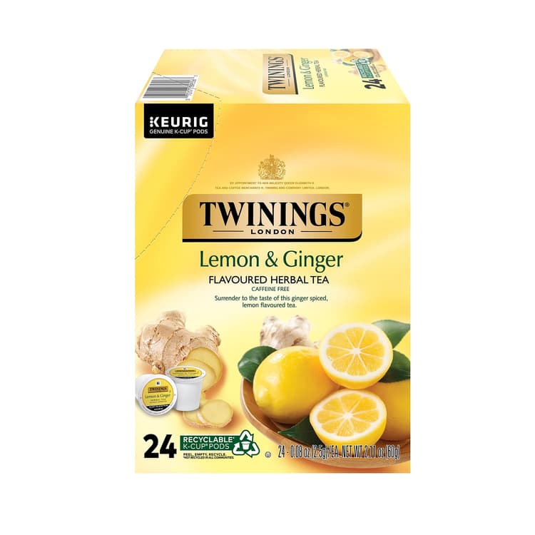 Twinings Lemon & Ginger K-Cup Pods For Keurig, Caffeine Free Herbal Tea