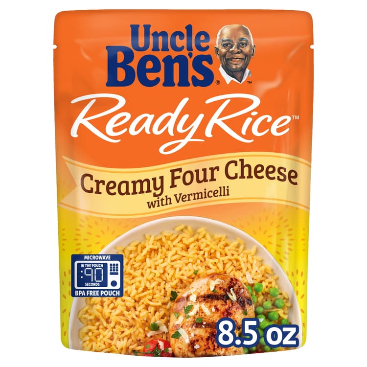 Uncle Bens, Ready Rice Pouch, Creamy Four Cheese Flavored, With Vermicelli