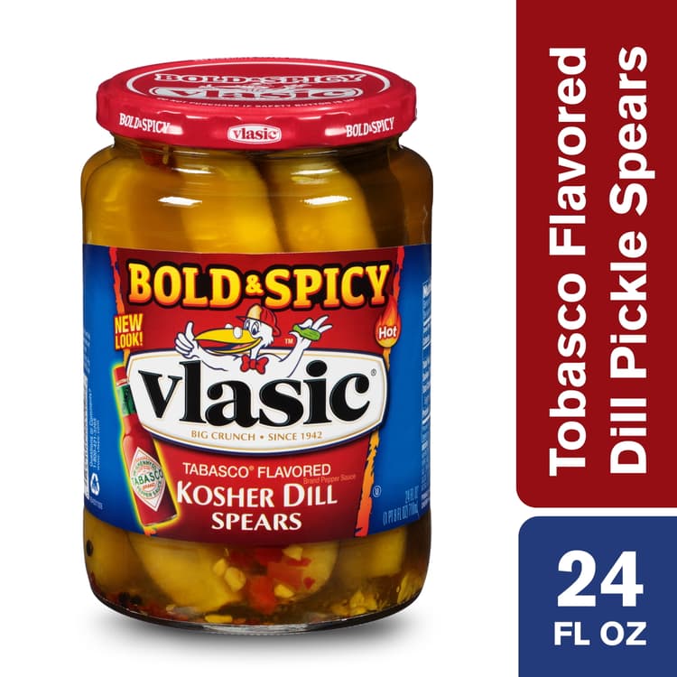 Vlasic Pickles, Tabasco Brand Pepper Sauce Flavored, Kosher Dill Spears