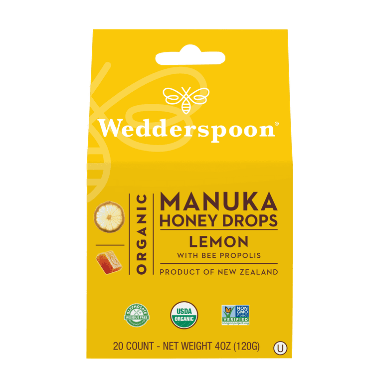 Wedderspoon Organic Manuka Honey Drops Lemon With Bee Propolis
