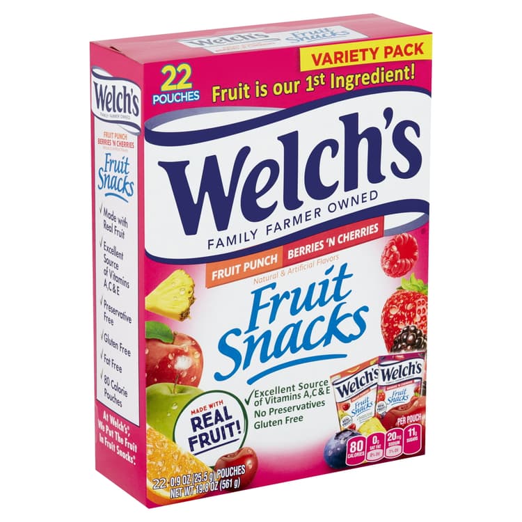 Welchs Fruit Snacks Fruit Punch And Berries N Cherries Fat Free