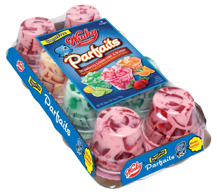 Winky Brand Sugar Free Parfait Gelatin, Plastic Cups, , 1 Container Serving