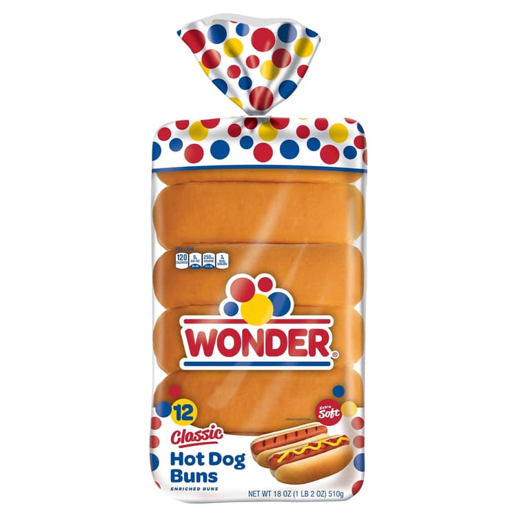 Wonder Bread Classic Extra Soft Hot Dog Buns, White Bread Buns