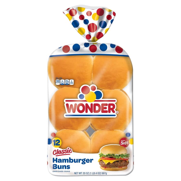 Wonder Bread Classic Extra Soft White Bread Hamburger Buns