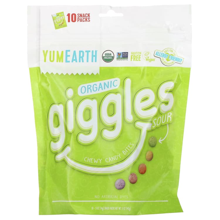 Yumearth Giggles Chewy Candy Bites, Organic, Sour, 10 Snack