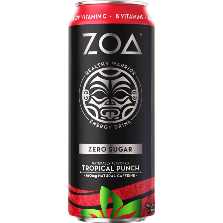 Zoa Zero Sugar Healthy Warrior Energy Drink Tropical Punch