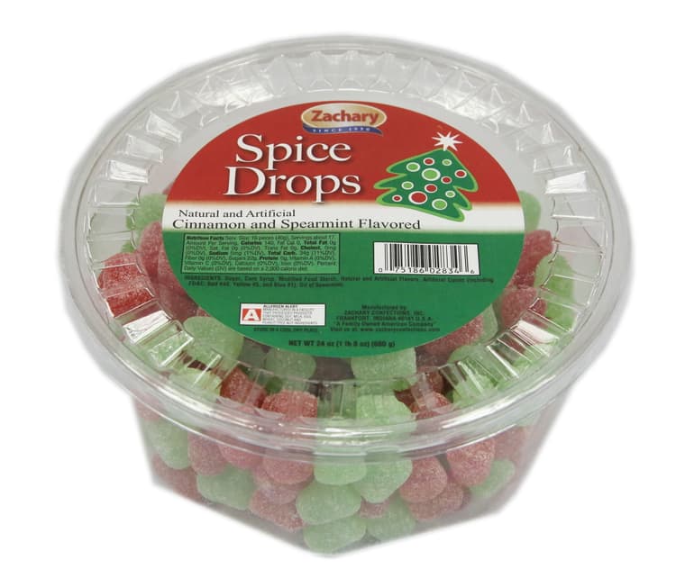 Zachary Holiday Spice Drop Jelly Candy, Tub
