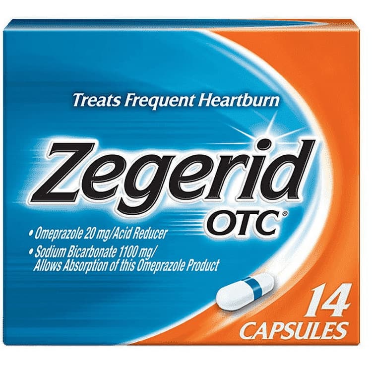 Zegerid Otc 24-Hour Heartburn Relief, Omeprazole + Sodium Bicarbonate, 14 Capsules