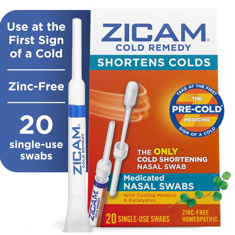 Zicam Cold Remedy Cold Shortening Medicated Nasal Swabs Zinc-Free