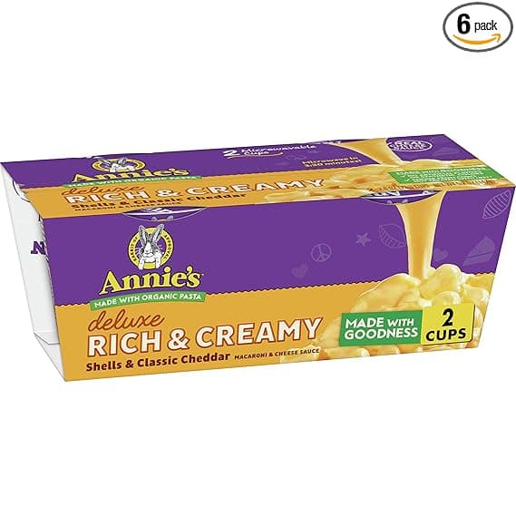 Annie'S Deluxe Cheddar Shells Classic Cheddar Mac & Cheese Microwavable, (Pack Of