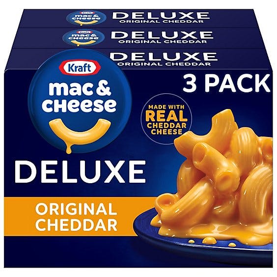 Is it Vegetarian? Kraft Deluxe Original Cheddar Mac N Cheese Macaroni And Cheese Dinner, Pack, Boxes